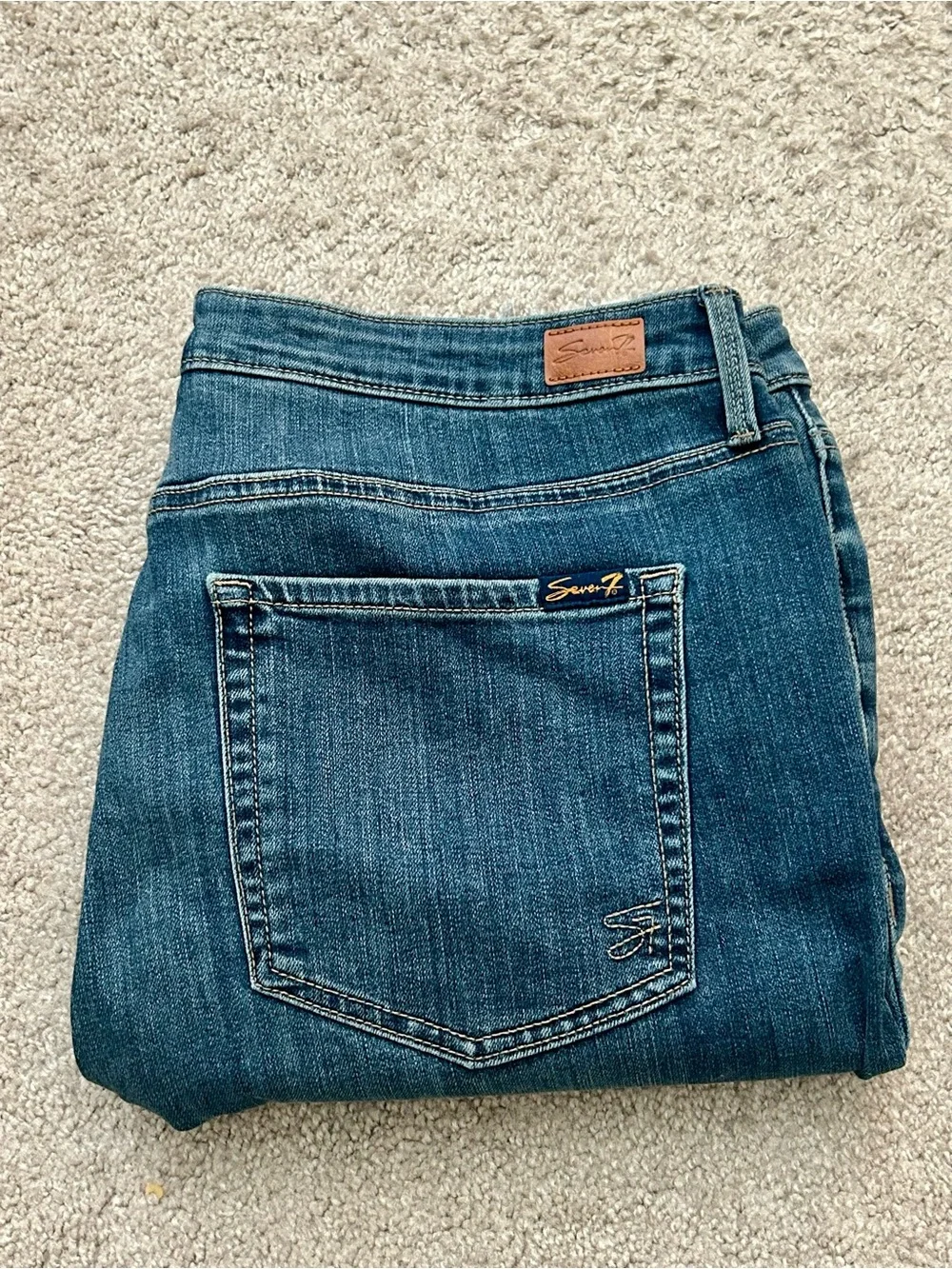 Seven7 Women's Dark Blue Straight Leg Jeans